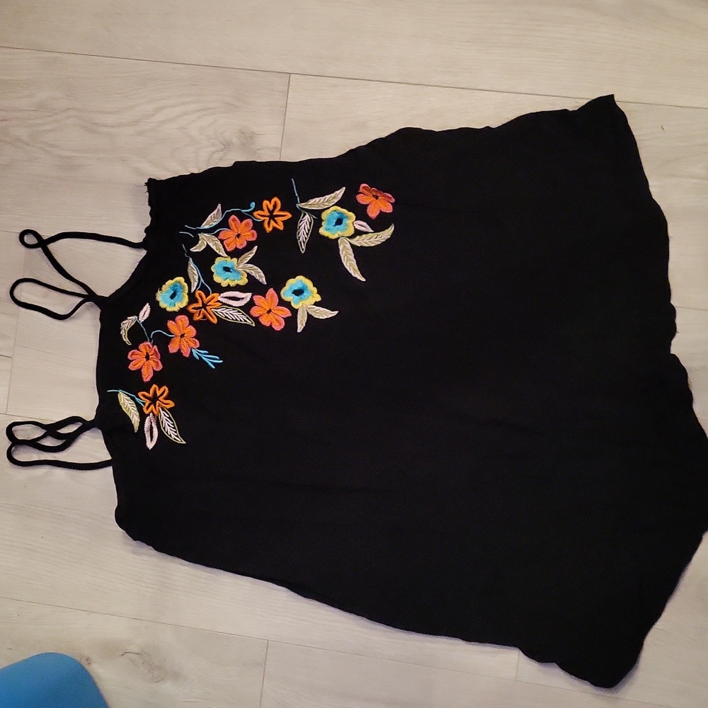 Free people black embroidered top
